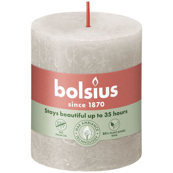 Bolsius Bolsius Stollen Shine 4 St rustikal 80x68 mm Sandgrau