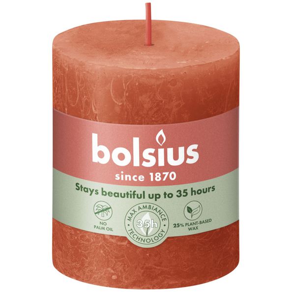 Bolsius rustikale Stumpenkerze erdig orange ø68x80 mm 30 Stunden (4 Stück)