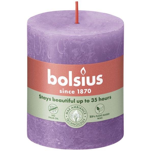 Bolsius rustikale Stumpenkerze Vibrant Violet ø68x80 mm 30 Stunden (4 Stück)