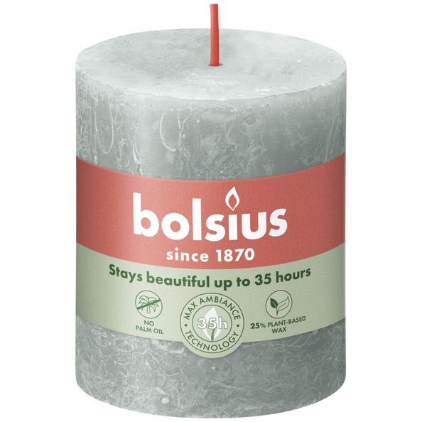 Bolsius Rustikale Stumpenkerze Jadegrün ø68x80 mm 30 Stunden (4 Stück)