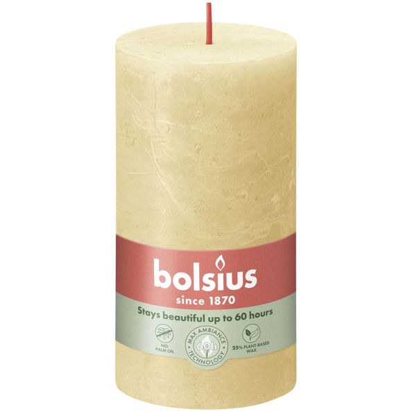 Bolsius Rustikale Stumpenkerze Haferbeige ø68x130 mm 60 Stunden (4 Stück)