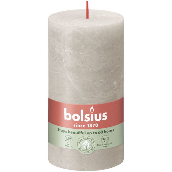 Bolsius Bolsius Stollen Shine 4 St rustikal 130 x 68 mm sandig grau