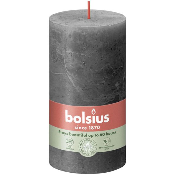 Bolsius Bolsius Stollen Shine 4 St rustikal 130x68 mm Sturmgrau