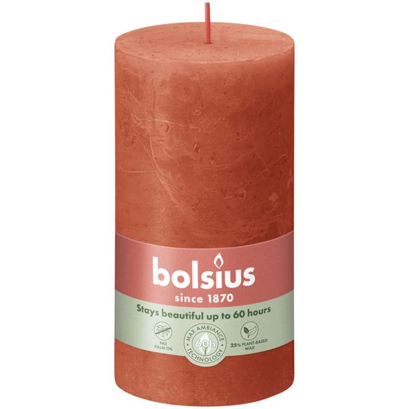 Bolsius rustikale Stumpenkerze erdig orange ø68x130 mm 60 Stunden (4 Stück)
