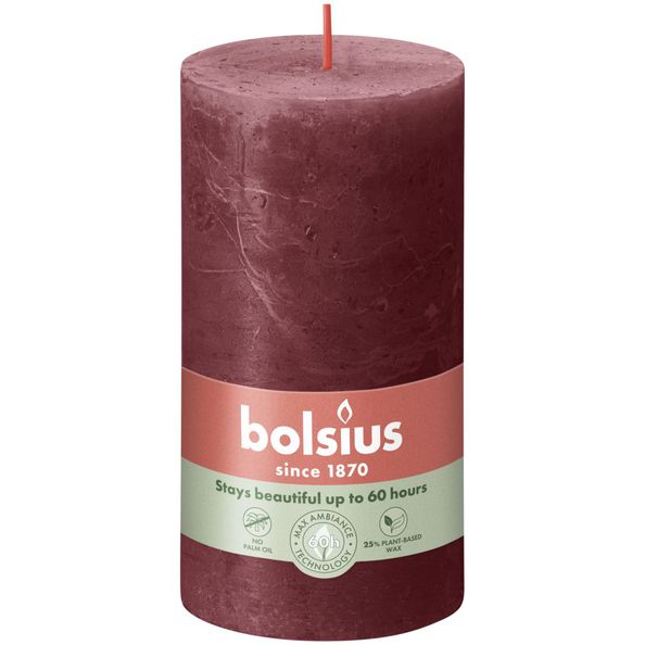 Bolsius Bolsius Stollen Shine 4 St rustikal 130 x 68 mm Samtrot