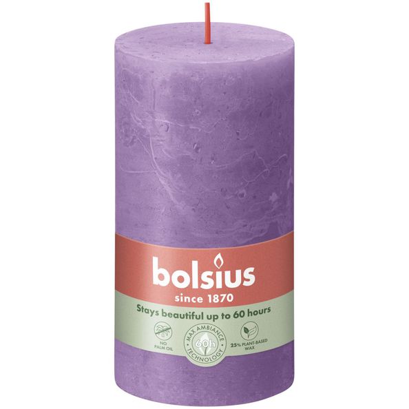 Bolsius rustikale Stumpenkerze Vibrant Violet ø68x130 mm 60 Stunden (4 Stück)