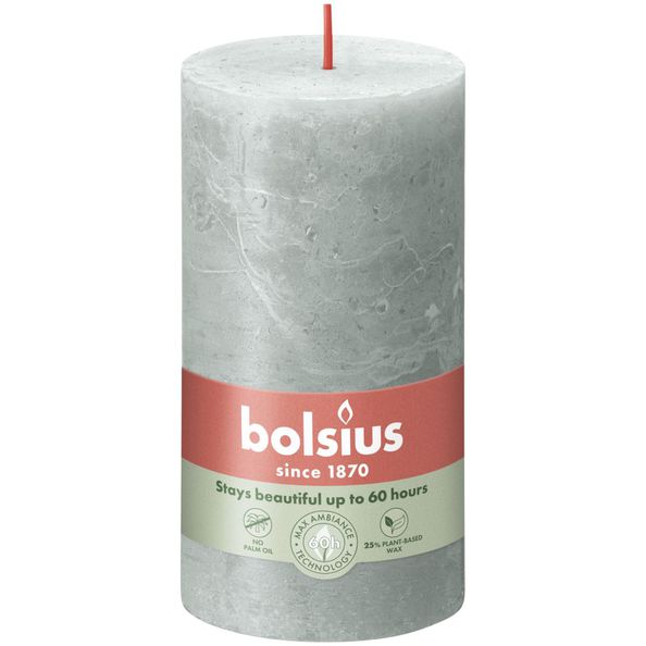 Bolsius Rustikale Stumpenkerze Jadegrün ø68x130 mm 60 Stunden (4 Stück)