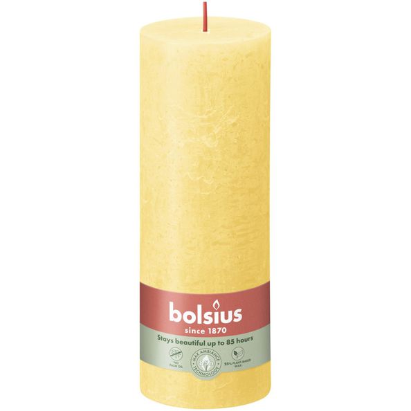 Bolsius Rustikale Stumpenkerze Sonnengelb ø68x190 mm 85 Stunden (4 Stück)