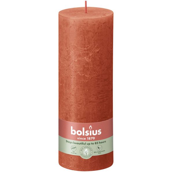 Bolsius rustikale Stumpenkerze erdig orange ø68x190 mm 85 Stunden (4 Stück)