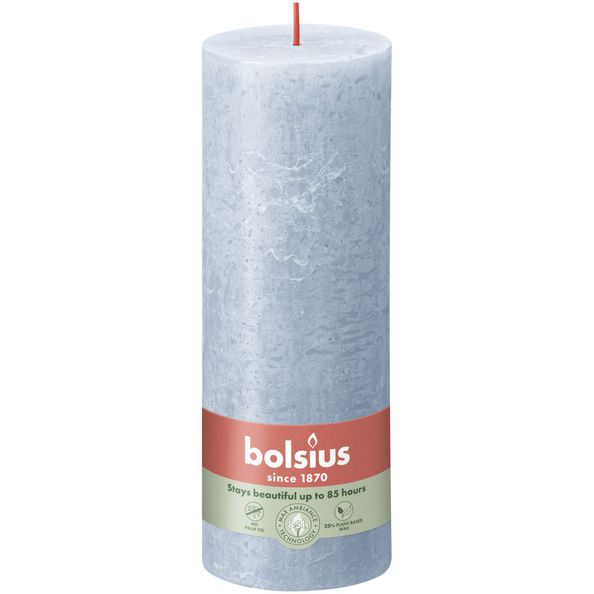 Bolsius Rustikale Stumpenkerze Himmelblau ø68x190 mm 85 Stunden (4 Stück)