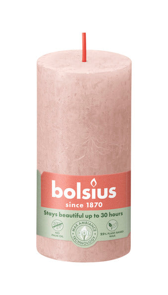 Bolsius rustikale Stumpenkerze Misty Pink ø50x100 mm 30 Stunden (8 Stück)