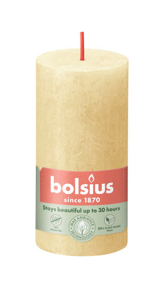 Bolsius Rustikale Stumpenkerze Haferbeige ø50x100 mm 30 Stunden (8 Stück)