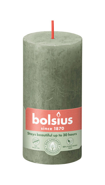 Bolsius rustikale Stumpenkerze frische Olive ø50x100 mm 30 Stunden (8 Stück)