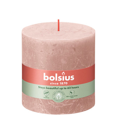 Bolsius rustikale Stumpenkerze Misty Pink ø100x100 mm 62 Stunden (3 Stück)