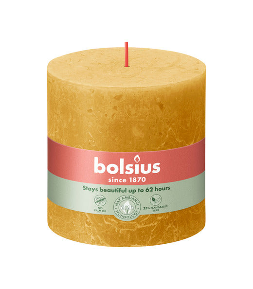 Bolsius Rustikale Stumpenkerze honiggelb ø100x100 mm 62 Stunden (3 Stück)
