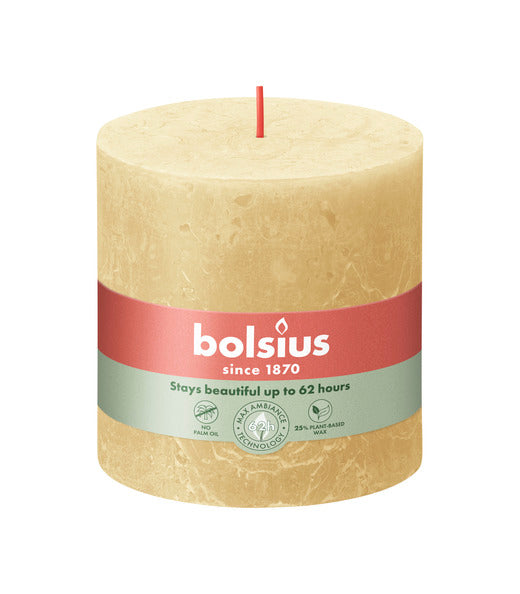 Bolsius Rustikale Stumpenkerze Haferbeige ø100x100 mm 62 Stunden (3 Stück)