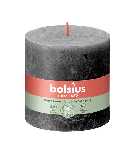 Bolsius Rustikale Stumpenkerze Stormy Grey ø100x100 mm 62 Stunden (3 Stück)