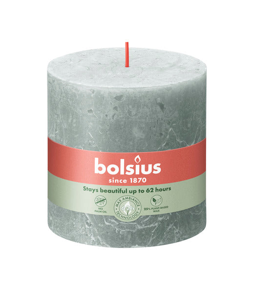 Bolsius Rustikale Stumpenkerze Jadegrün ø100x100 mm 62 Stunden (3 Stück)