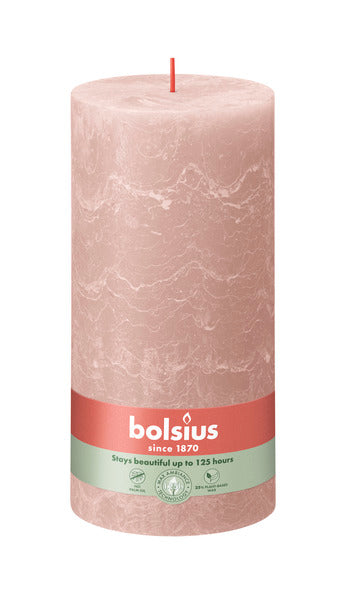 Bolsius rustikale Stumpenkerze Misty Pink ø100x200 mm 125 Stunden (4 Stück)