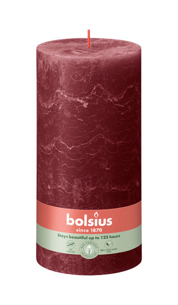 Bolsius Rustikale Stumpenkerze Samtrot ø100x200 mm 125 Stunden (4 Stück)