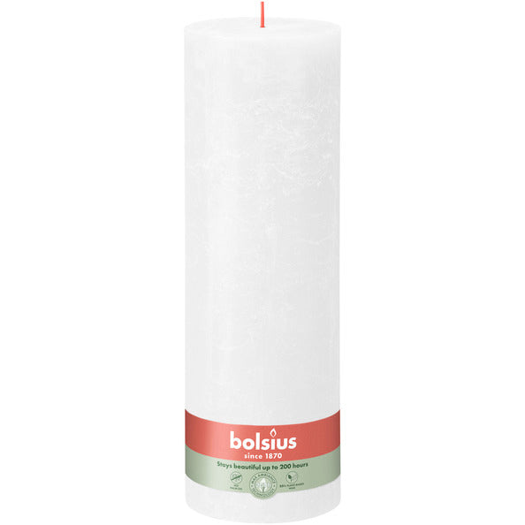 Bolsius Rustikale Stumpenkerze Wolkenweiß ø100x300 mm 200 Stunden (4 Stück)
