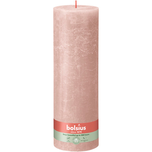Bolsius rustikale Stumpenkerze Misty Pink ø100x300 mm 200 Stunden (4 Stück)