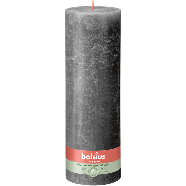 Bolsius Rustikale Stumpenkerze Stormy Grey ø100x300 mm 200 Stunden (4 Stück)