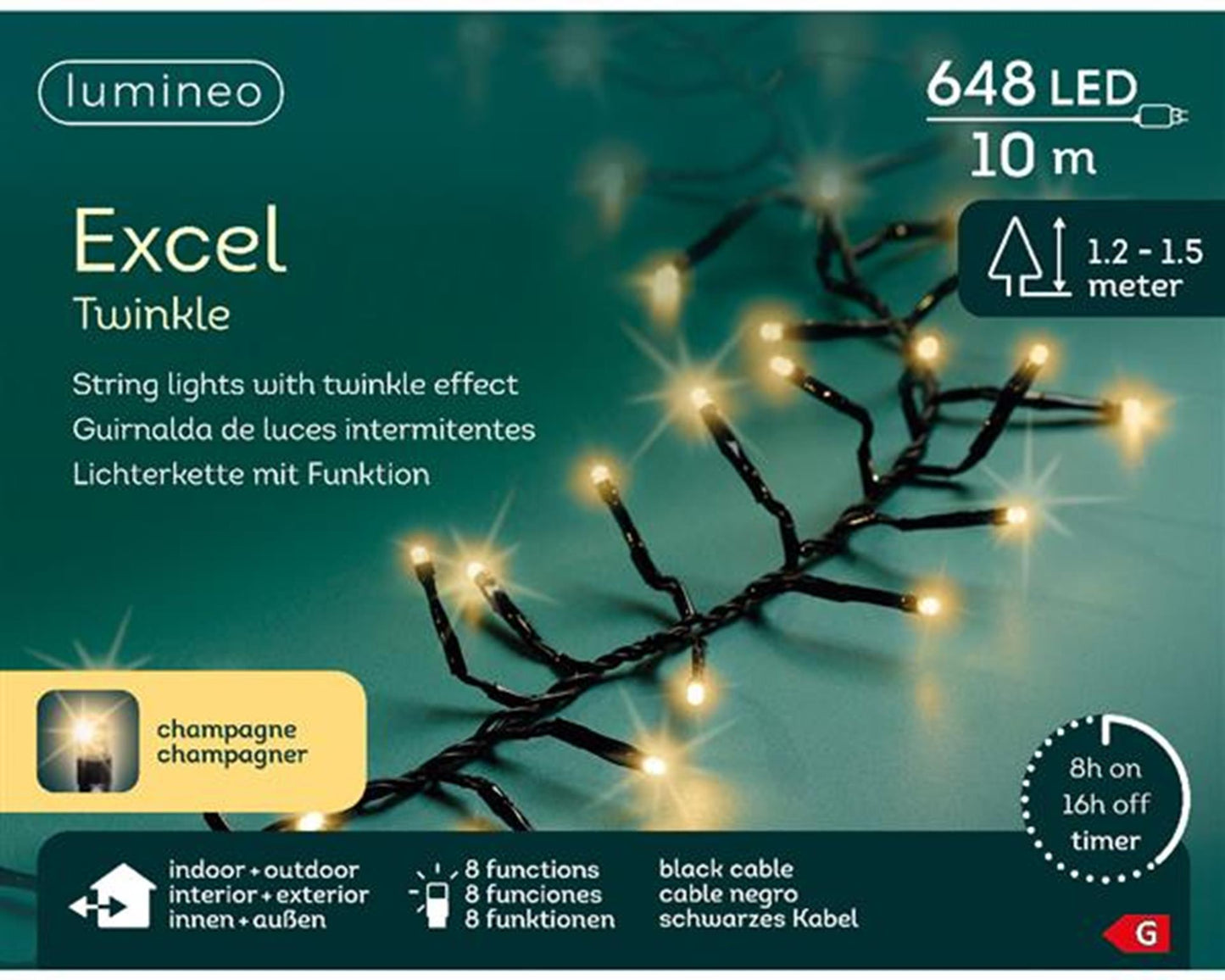 Lumineo Excel Twinkle 648 LED Champagner