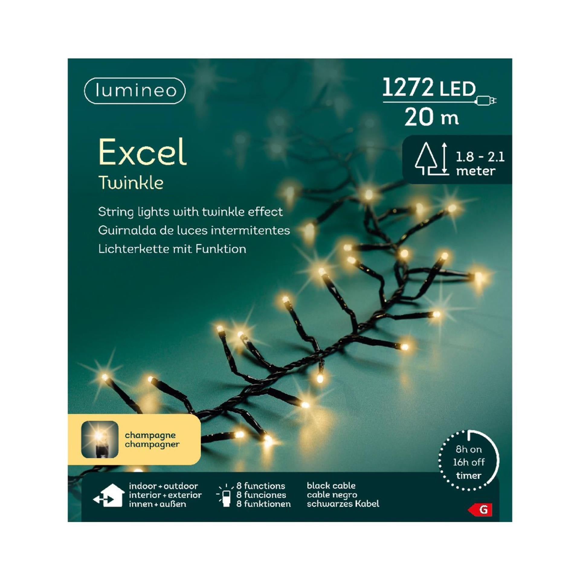 Lumineo Excel Twinkle 1272LED 20m Champagner
