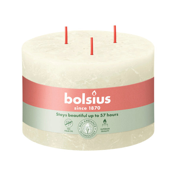Bolsius Kerze 3 Dochte Soft Pearl ø140x90 mm 57 Stunden (2 Stück)