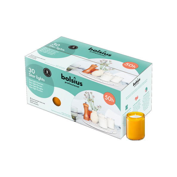 Bolsius Sternenlichter Bernstein ø68x82 mm 50 Stunden (30 Stück)