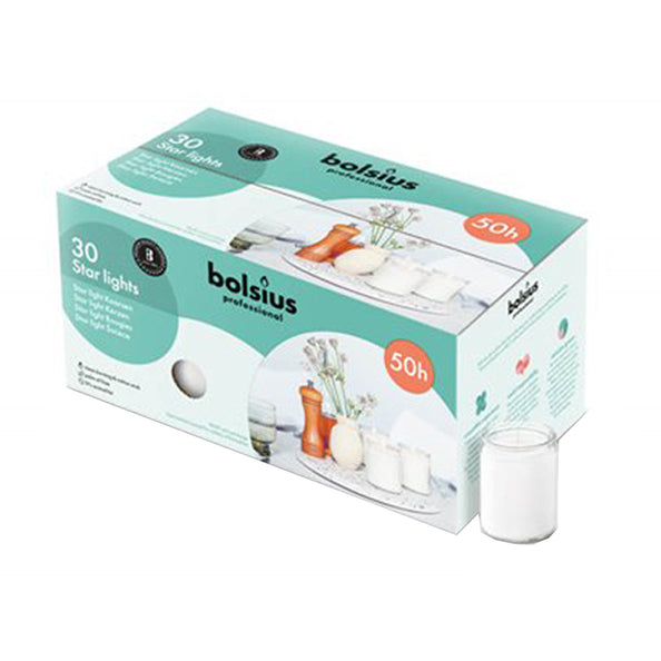 Bolsius Sternenlichter weiß ø68x82 mm 50 Stunden (30 Stück)