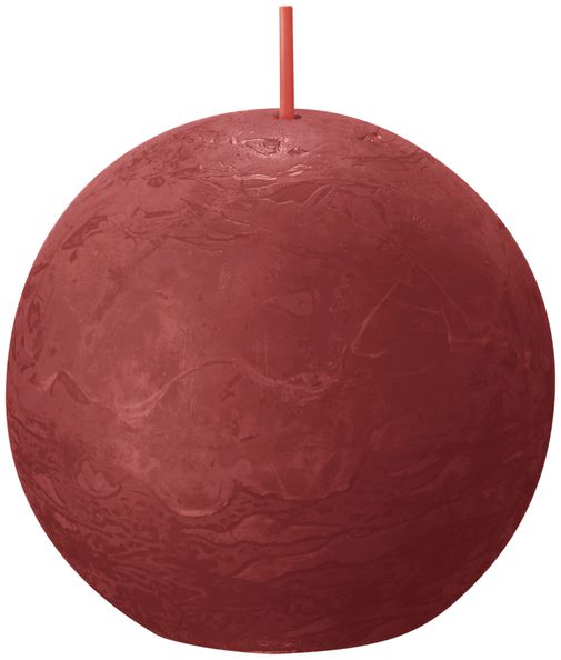 Bolsius rustikale Kugelkerze zartes Rot ø76 mm 25 Stunden (6 Stück)