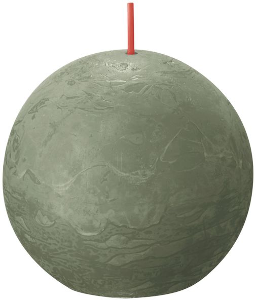 Bolsius rustikale Kugelkerze frische Olive ø76 mm 25 Stunden (6 Stück)