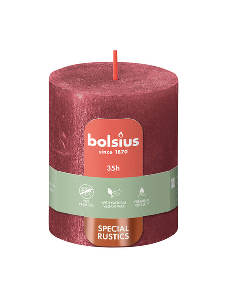 Bolsius Stumpenkerze Schimmer Rot ø68x80 mm 35 Stunden (4 Stück)