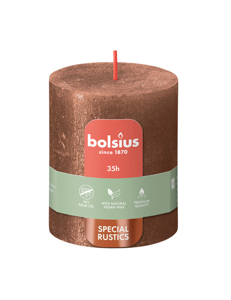 Bolsius Stumpenkerze Schimmer Kupfer ø68x80 mm 35 Stunden (4 Stück)