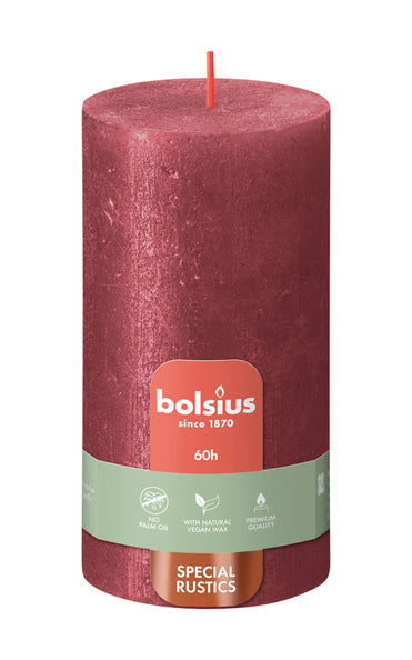 Bolsius Stumpenkerze Schimmer Rot ø68x130 mm 60 Stunden (4 Stück)