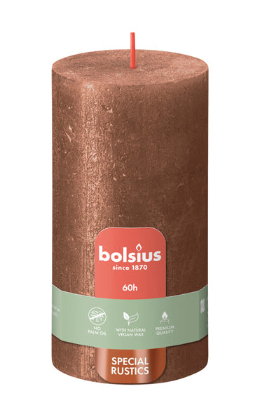 Bolsius Stumpenkerze Schimmer Kupfer ø68x130 mm 60 Stunden (4 Stück)