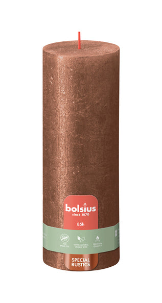 Bolsius Stumpenkerze Schimmer Kupfer ø68x190 mm 85 Stunden (4 Stück)
