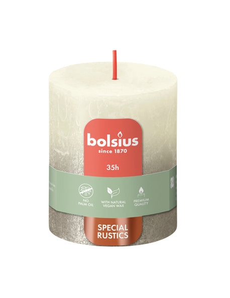 Bolsius Stumpenkerze Soft Pearl + Champagner ø68x80 mm 35 Stunden (4 Stück)