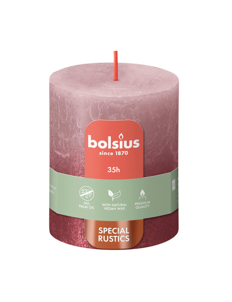 Bolsius Stumpenkerze Asche Rose + Rot ø68x80 mm 35 Stunden (4 Stück)
