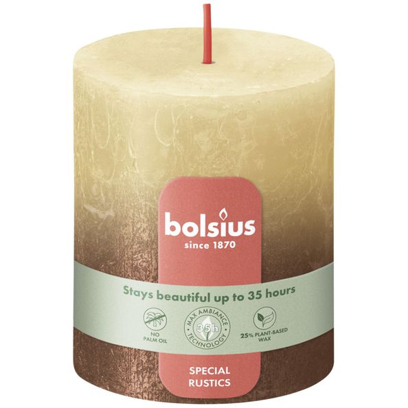 Bolsius Stumpenkerze Haferbeige + Kupfer ø68x80 mm 35 Stunden (4 Stück)
