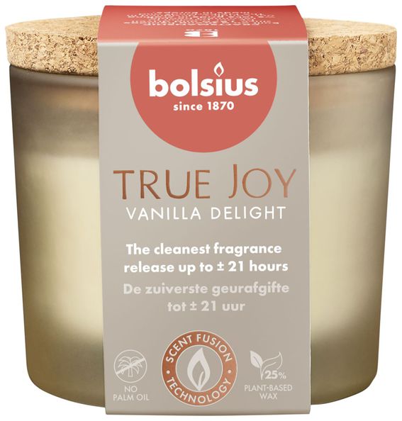 Bolsius Duftglas mit Korkdeckel True Joy Vanilla Delight ø83x66 mm 21 Stunden (6 Stück)
