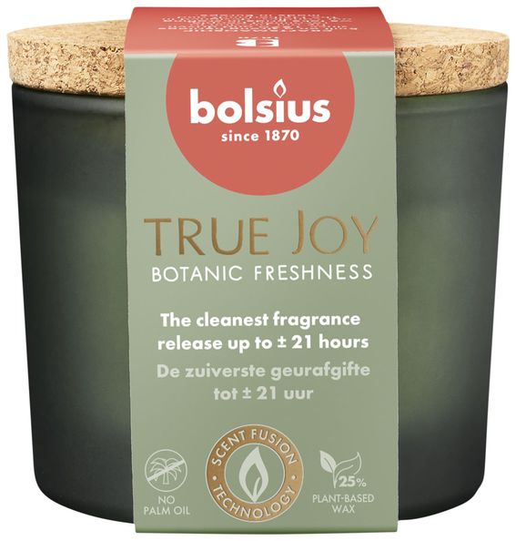 Bolsius Duftglas mit Korkdeckel True Joy Botanical Fresh ø83x66 mm 21 Stunden (6 Stück)