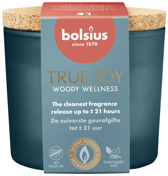 Bolsius Duftglas mit Korkdeckel True Joy Woody Wellness ø83x66 mm 21 Stunden (6 Stück)