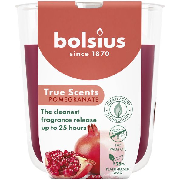 Bolsius Duftglas True Scents Granatapfel ø73x80 mm 25 Stunden (6 Stück)