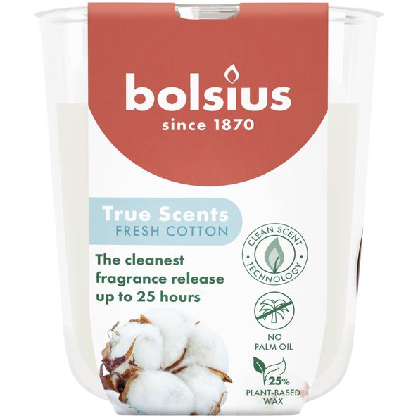 Bolsius Duftglas True Fragrances Fresh Cotton ø73x80 mm 25 Stunden (6 Stück)