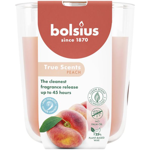 Bolsius Duftglas True Scents Pfirsich ø85x97 mm 45 Stunden (4 Stück)