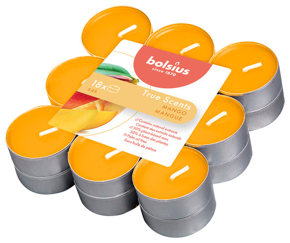 Bolsius Duftteelichter True Scents Mango ø38x18 mm 4 Stunden (8x 18 Stück)