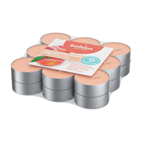 Bolsius Duftteelichter True Fragrances Pfirsich ø38x18 mm 4 Stunden (8x 18 Stück)